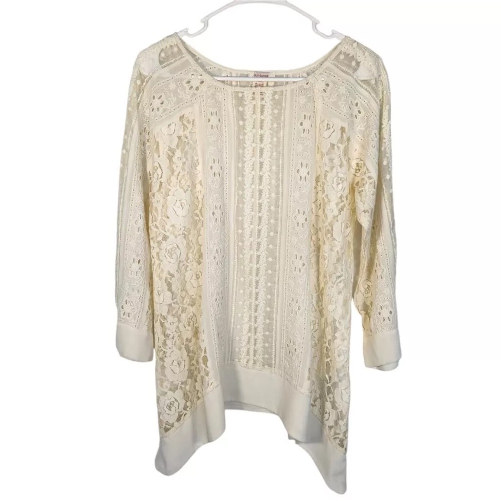 Sundance Anthropologie boho lace asymmetrical top